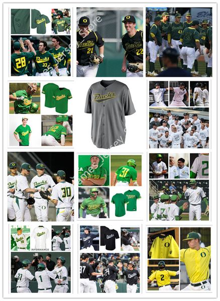 

ncaa custom oregon ducks uo college stitched baseball jersey 12 gabe matthews 21 kenyon yovan 13 aaron zavala 9 sam novitske 35 anthony hall, Black