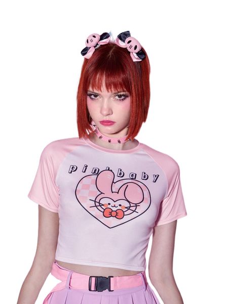 

romwe anime cartoon graphic letter crop tee c8dh#, White