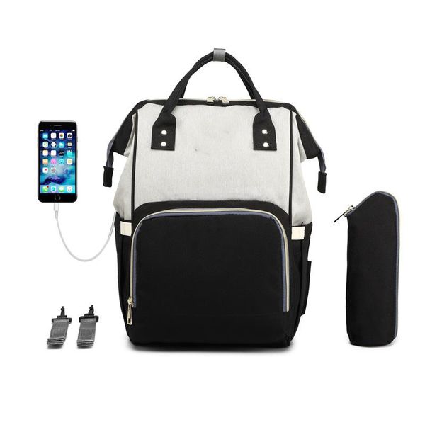 Дизайнерская детская сумка с подгузником с USB -емкостью водонепроницаемые Nappy Nylon Cold Sact