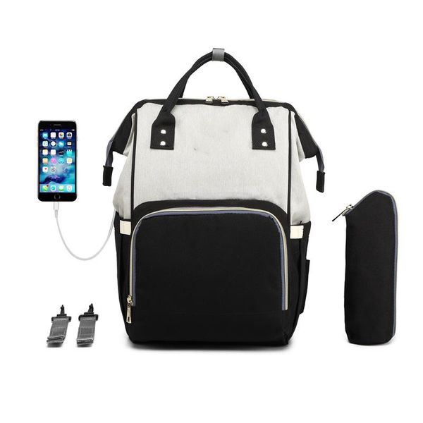 

designer baby diaper bag with usb interface capacity waterproof nappy nylon solid bag kits mummy maternity travel backpack zipper multi func