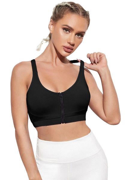 

breathable zip front sports bra a3xj#, Gray