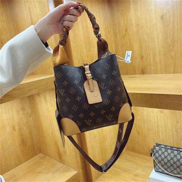 

50% off online sale store high sense large capacity bucket women's popular silk scarf hand fashionable messenger single shoulder bag in