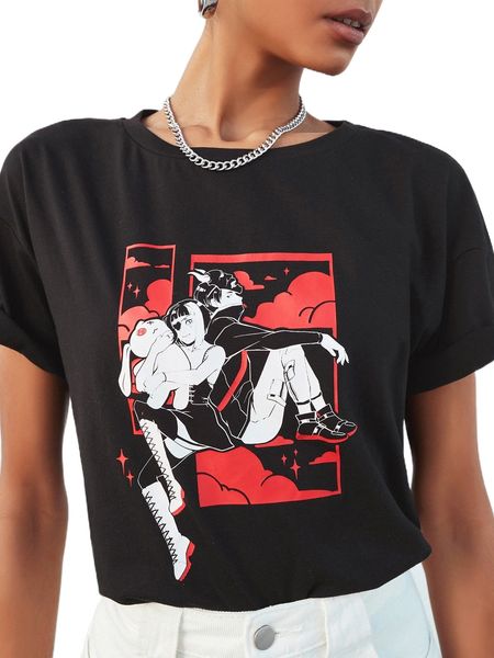 

x princesszephie figure graphic drop shoulder tee t1fn#, White