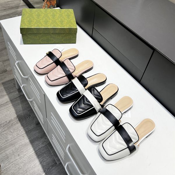 

2022 slippers sandals lefu shoes spring and summer new style listing early spring women's double g square head casual 35-41, Black