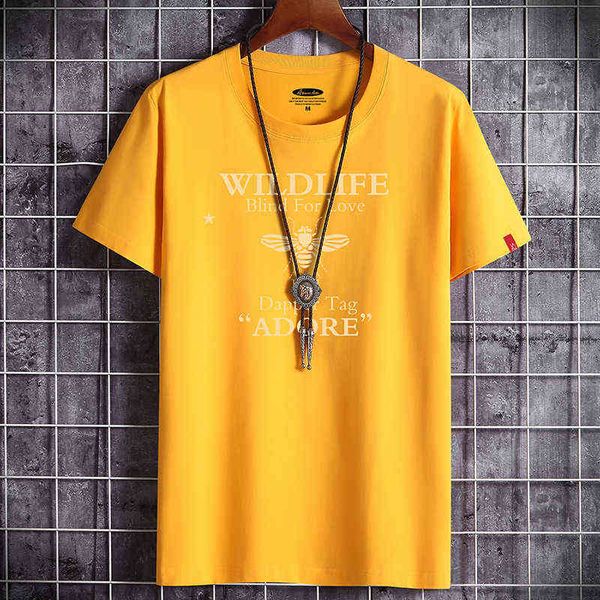 

summer fashion brand short sleeve t-shirt men's large loose round neck pure cotton half men's t-shirt little bee, White;black