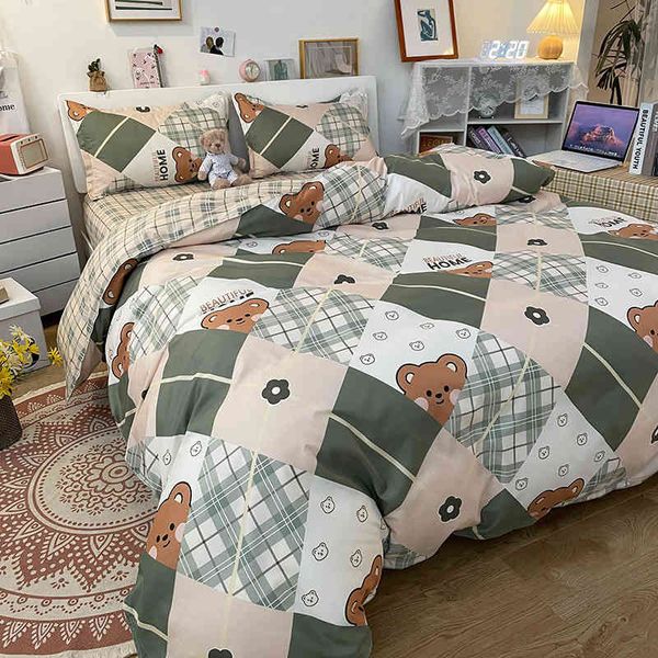 Kuup 4 Pezzi Set di Biancheria da Letto del Nord Europa Tessili per la casa Poliestere Motivo Geometrico Biancheria da Letto Copripiumino Federa Lenzuola