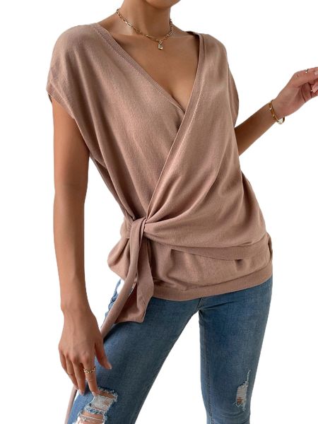 

tie side wrap sweater vest t6se#, White;black