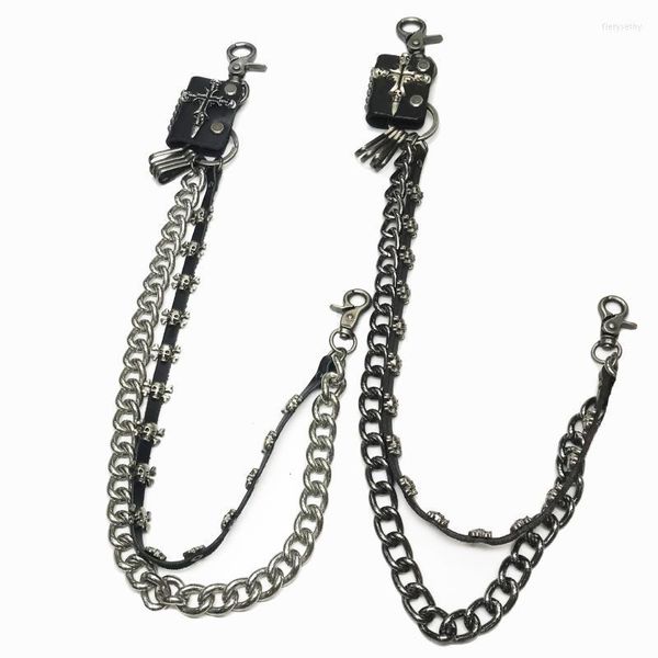 Chaveiros homens calças calças carteira chaveiro buzinas de crânio preto forma de link de metal link da cintura punk jean pesado dr123ychains fei22