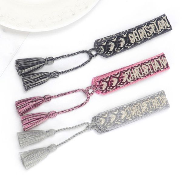 

fashion designers adjustable bracelet luxury woven friendship rope bangle brand women vintage braided men embroidery tassel bracelets jewelr, Golden;silver