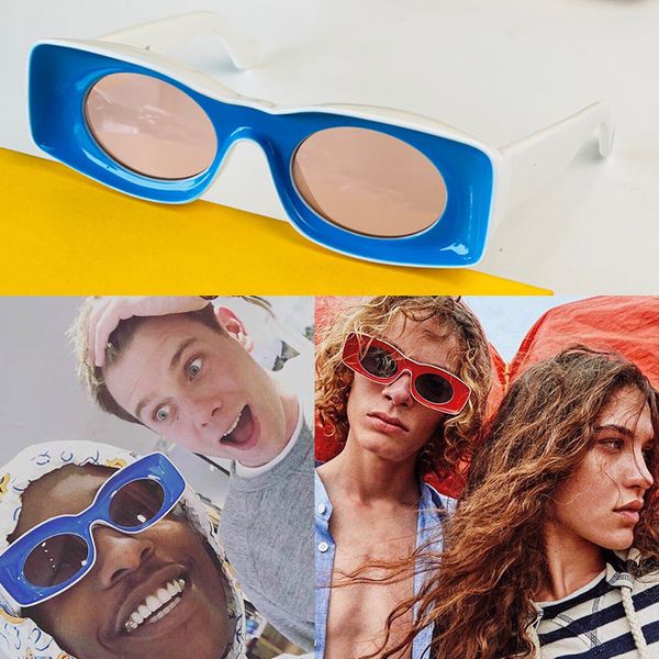 lentes ovais e molduras quadradas grossas óculos de sol, celebridades originais pretas brilhantes 40033 homens homens grossos barras laterais laterais designer de óculos acetato de barra azul de barra de barra azul