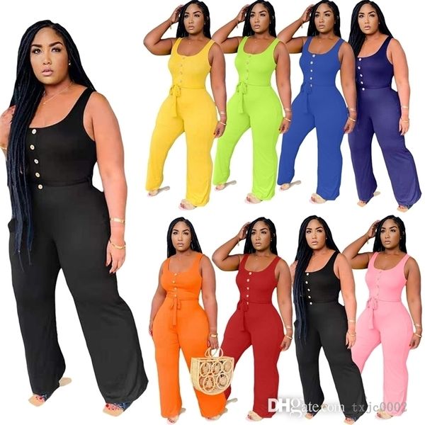 Mulheres Verão Wide Leg Bumpsuits Designers Vestuário 2022 Sexy sem mangas Sling Vest Macacão Casual Plus Size Roupas