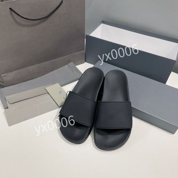 

mens womens fashion slippers luxury slides summer flat slipper trendy leather rubber sandal mens beach slide 35-46, Black