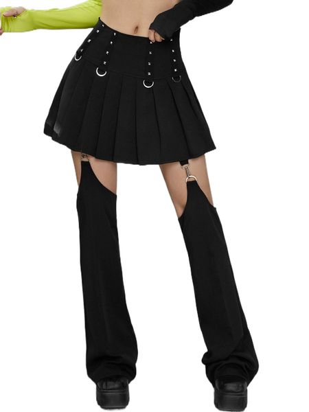 

studded cutout ring detail pants v0ll#, Black;white