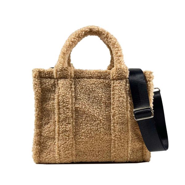 

2022 new winter portable custom design teddy plush sherpa large tote bag girls ladies handbags women bags