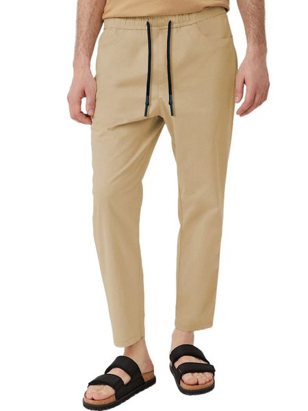 

men drawstring waist tapered pants 57n1#, Black