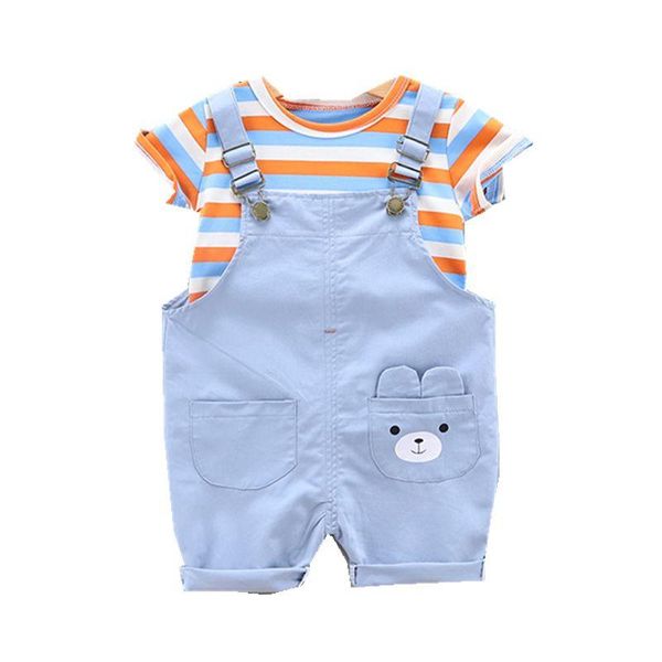 Roupas Conjuntos de verão Crianças Cotton Cotton menino Roupa de menina de desenho animado T CHAMISTAS BIB SHORT