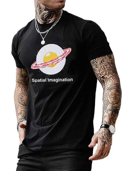 

men egg & slogan graphic tee 01zv#, White;black