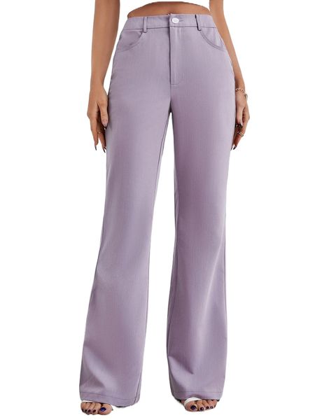 

slant pocket flare leg pants t0ot#, Black;white