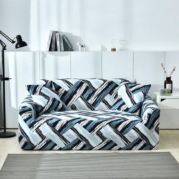 Sandalye kapaklar lychee mavi çizgili kanepe kapak modern polyester streç kanepe slipcover oturma odası için 1/2/3/4 Seaterchair