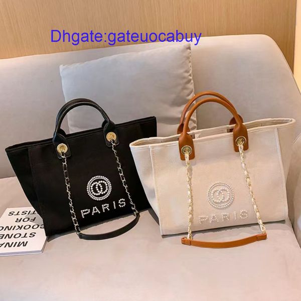 

classic fashion pearl beach bags brand ch women handbags evening bag designers female canvas portable high-capacity luxury trend big handbag, Black;red