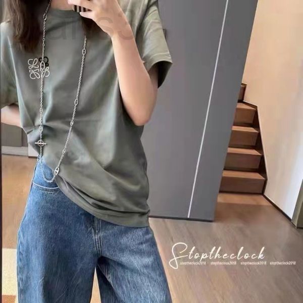 

women's t-shirt designer luojia contrast color embroidered short sleeved t-shirt 2022 new korean simple casual bottoming for men and wo, White