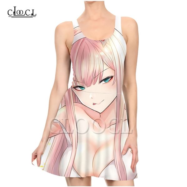 

anime darling inthe franxx zero two dresses for women 3d print summer dress sleeveless casual party dress 220617, Black;gray