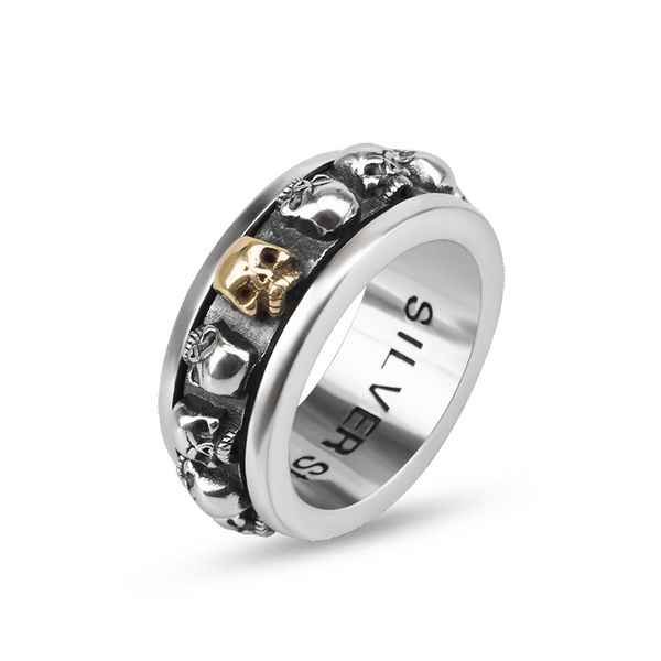 

new 9.8mm skull ring vintage 925 sterling silver fashion jewelry for men
