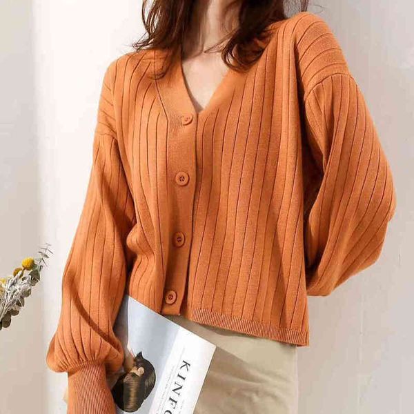 

sweater cardigans women vneck big lantern sleeve sweater coat fashion keep warm winter sweater knitwear autumn knit jacket coat 210412, White;black