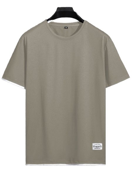 

men patched detail contrast trim tee p4n8#, White;black