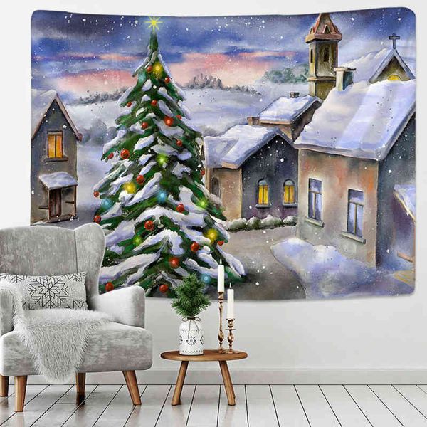 Muralha de neve de Natal Holida de férias de férias de feriado de férias de férias Cloth Psychedelic Witchcraft Home Decor J220804