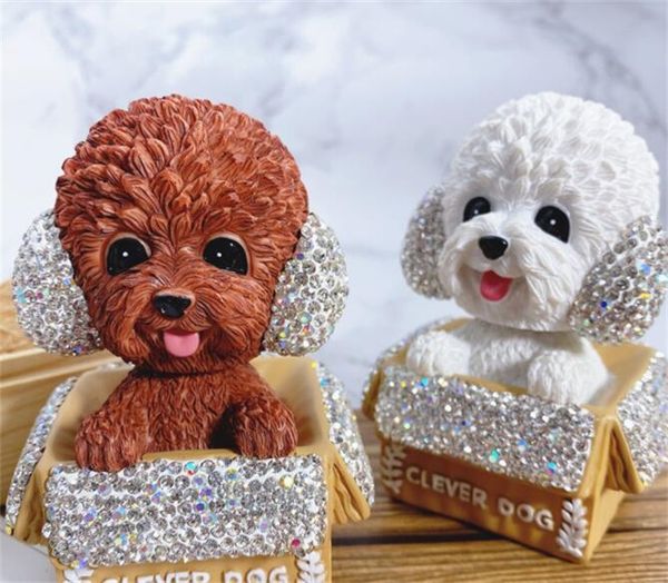 CARCOG DEATORAÇÃO Diamante Caixa de papel Teddy Dogs Creative Ornamentos criativos da moda de animais de estimação Brown Home fofo 6078 Q2