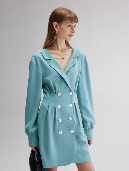 

double breasted fold pleated dress y5we#, Black;gray