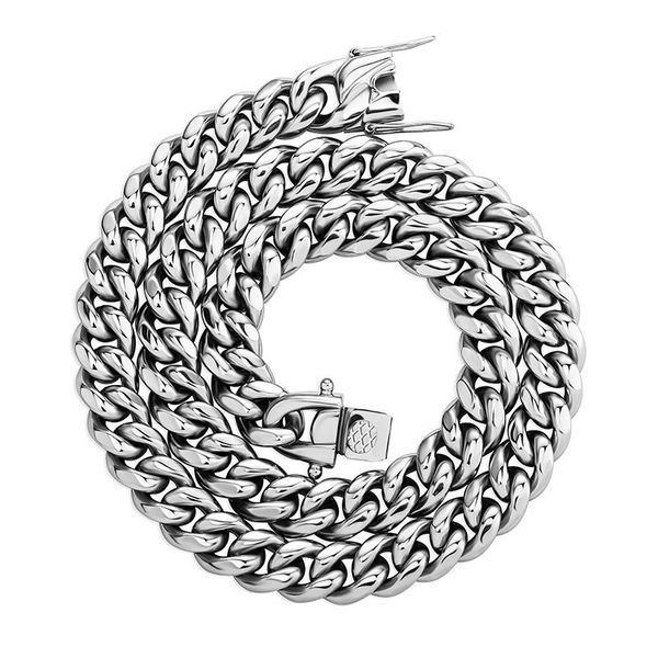 

chains 18-28" 316l stainless steel cuban miami necklace link chain for men hip hop rock jewelry silver color drop