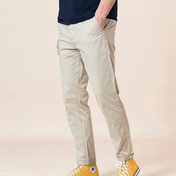 

simwoo spring summer slim fit tapered pants men enzyme washed classical chinos basic plus size trousers sj150482 220325, Black