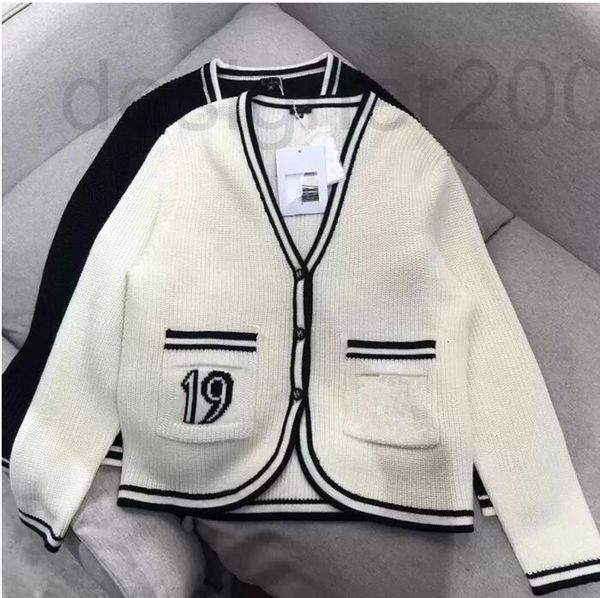 

women's sweaters designer autumn knitted sweater for women outwear thick soft jacquard letter loose neck long sleeve cardigan jduf, White;black