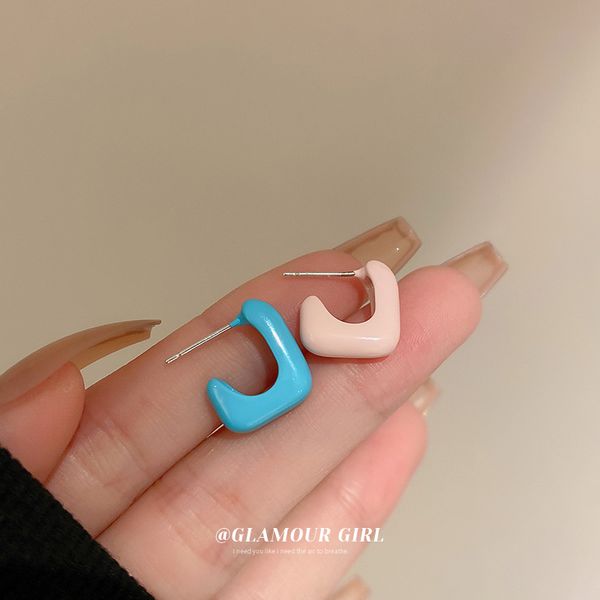 

silver needle geometric l-shaped earrings korean dongdaemun minimalist design elegant earrings fashionable ins style all-match eardrop, Golden