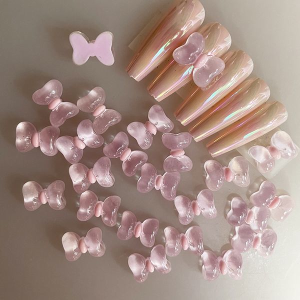 

pink nail charms butterfly bear resin accessories diy cartoon nails art decoration, Silver;gold
