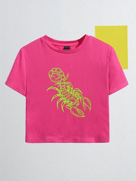 

x hey corman animal print scoop neck tee c08h#, White