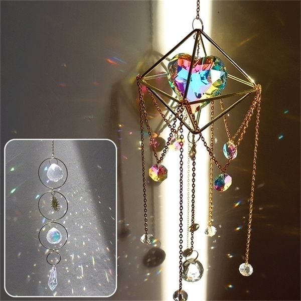 Sun Catchers Lampadario a sospensione in cristallo Catcher Arcobaleno Chaser Campanelli eolici sospesi Decorazione del giardino di casa 220531