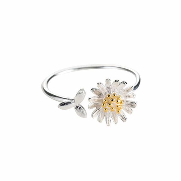 Anelli casual con fiori a forma di margherita per le donne Anello da dito con apertura regolabile Regalo di gioielli per fidanzamento e matrimonio da sposa