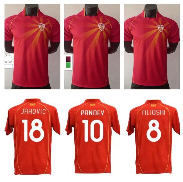 

north macedonia soccer jersey 2021 2022 alioski ibraimi elmas enis bardhi pandev 21 22 maillot foot home red away white jahovic men football, Black;yellow