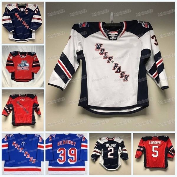 CeoMitNess Custom Wolf Pack Hockey Jersey AHL Jonny Brodzinski Anthony Greco Tanner Fritz Ty Ronning Tim Gettinger Zac Jones