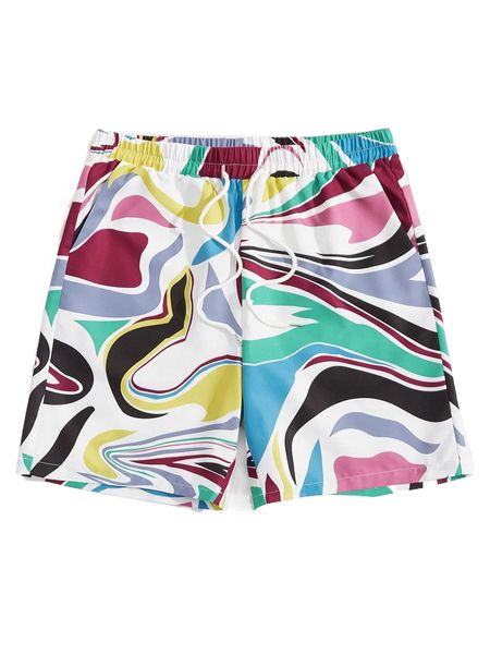 

romwe guys graphic print shorts u4lw#, White;black