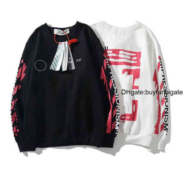 

mens fashion offs sweatshirts designer classic hoodies luxury pullover hip hop oil paint back arrow x men women hooded casual hoodie mbzo, Black
