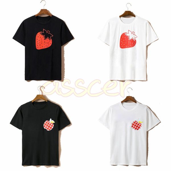 Männer Frauen T-shirts Hohe Qualität Casual Reine Baumwolle Tees Mode Erdbeere Druck Schwarz Weiß Herren T Shirt Asiatische Größe s-2XL