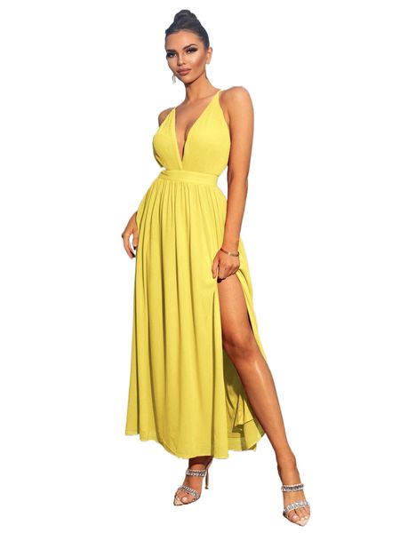 

joyfunear backless split thigh cami dress h7td#, Black;gray