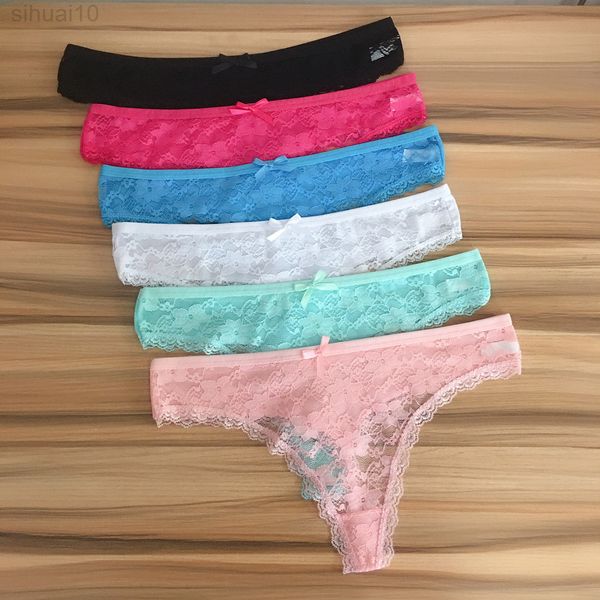 6 PCs/festas Bordas Gestas G S-STRING Sexy Rouphe Ladies Panties Lingerie Bikini Rouphe Pants Thong Intimatewear L220801