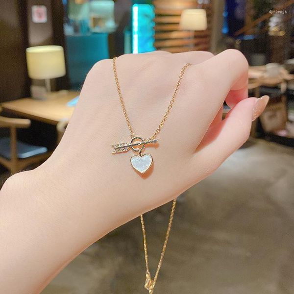 Koreanische Mode Damen Gold Halskette Anhänger Herz Schmuck Ketten Fantasie Niedliche Handwerk Halsketten Valentinstag Geschenk für Frauen