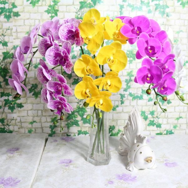 

butterfly orchids 9 heads 95cm artificial flower phalaenopsis latex silicon real touch big orchid orchidee white mult