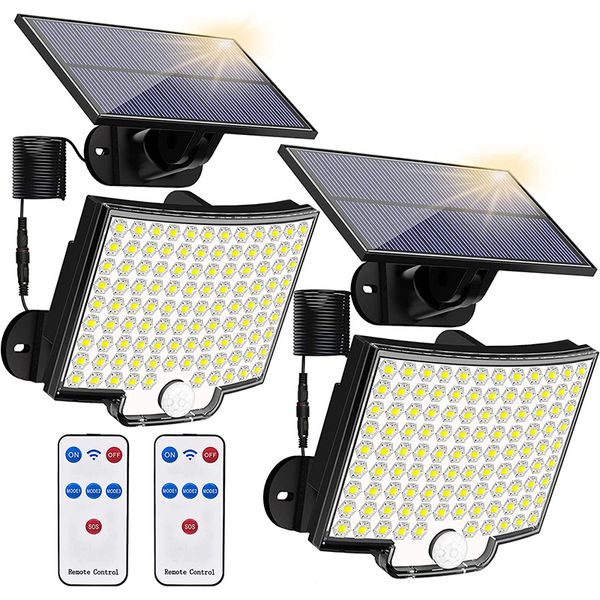 Solar-Wandleuchten für den Außenbereich, 106 LEDs, superhell, Bewegungsmelder, Solar, starke LED-Gartenlampe, IP65, wasserdicht, 3 Arbeitsmodi